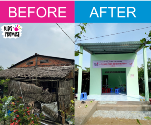 Before and after image of Kids Promise home